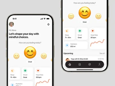 Health Track Mobile App app design application health app health dashboard health track app health website design mobile app mood app product design running app step count app ui design ux design