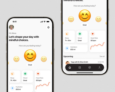 Health Track Mobile App app design application health app health dashboard health track app health website design mobile app mood app product design running app step count app ui design ux design