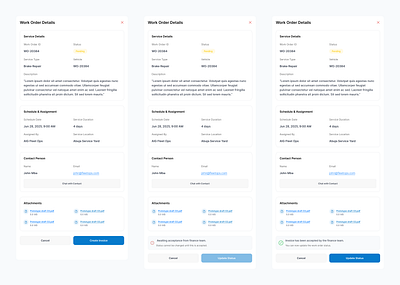 Vendor Work Order Flow – Fleet Management System dashboarddesign design fleetmanagement productdesign ui uiux ux uxui vendorportal web design webui