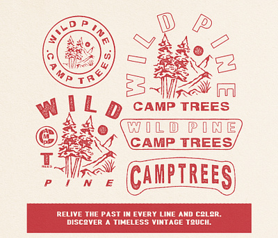 WILD PINE ( CAMP TREES ) apparel design branding camp clothing brand clothing design design graphic design illustration logo outdoor pine vintage