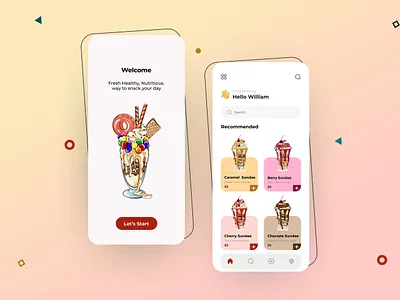 Sundae Mobile App Design app application design food gradient illustration minimal mobile modern uiux unique ux web website