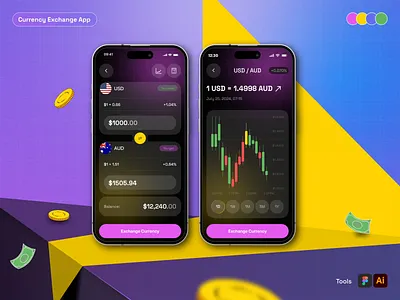 Currency Exchange Mobile App Design – Sleek, Secure & Intuitive animation app design app development bitcoin branding crypto crypto currency crypto portfolio crypto trading crypto ui crypto wallet cryptocurrency currency currency app currency exchange app exchange illustration mobile mobile ui product design