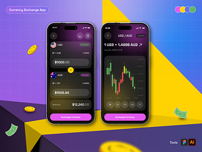 Currency Exchange Mobile App Design – Sleek, Secure & Intuitive animation app design app development bitcoin branding crypto crypto currency crypto portfolio crypto trading crypto ui crypto wallet cryptocurrency currency currency app currency exchange app exchange illustration mobile mobile ui product design