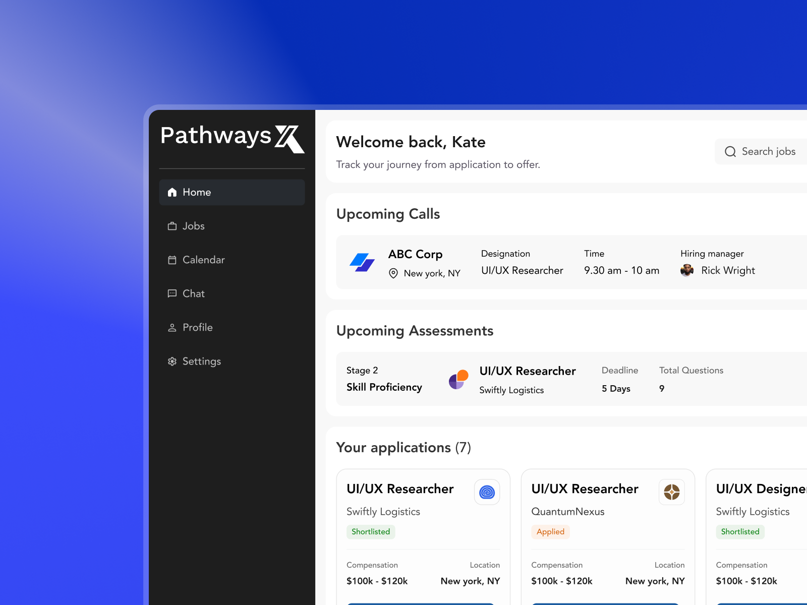Designing Pathways: A Smarter B2B Hiring Platform Powered by AI ai app b2b chatbot dashboard design graphic design hiring landing page navigation panel resume saas search ui ux web application web design webapp website
