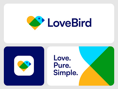 LoveBird logo design brand identity branding colorful logo graphic design heart logo logo logo design love bird love logo minimal modern multicolor nature logo romantic sparrow