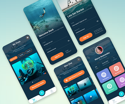 My Dive App Screen app ui
