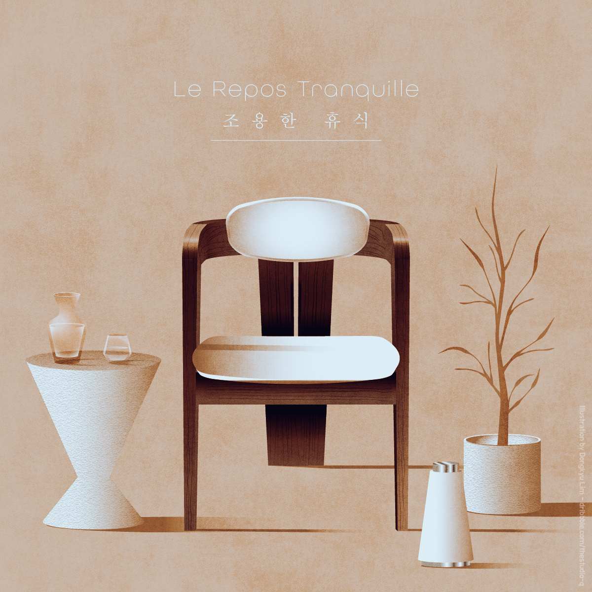 Calm and relaxation architecture chair illustration interior modern relax