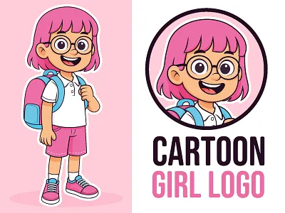 Custom Cartoon Logo Design | Cute Cartoon Girl Character avatar beehaya branding cartoon cartoon character cartoon girl cartoon girl logo cartoon logo cartoon mascot custom logo design girl cartoon clipart girl drawing girl illustration graphic design illustration logo logo design nerd cartoon girl vector