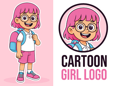 Custom Cartoon Logo Design | Cute Cartoon Girl Character avatar beehaya branding cartoon cartoon character cartoon girl cartoon girl logo cartoon logo cartoon mascot custom logo design girl cartoon clipart girl drawing girl illustration graphic design illustration logo logo design nerd cartoon girl vector