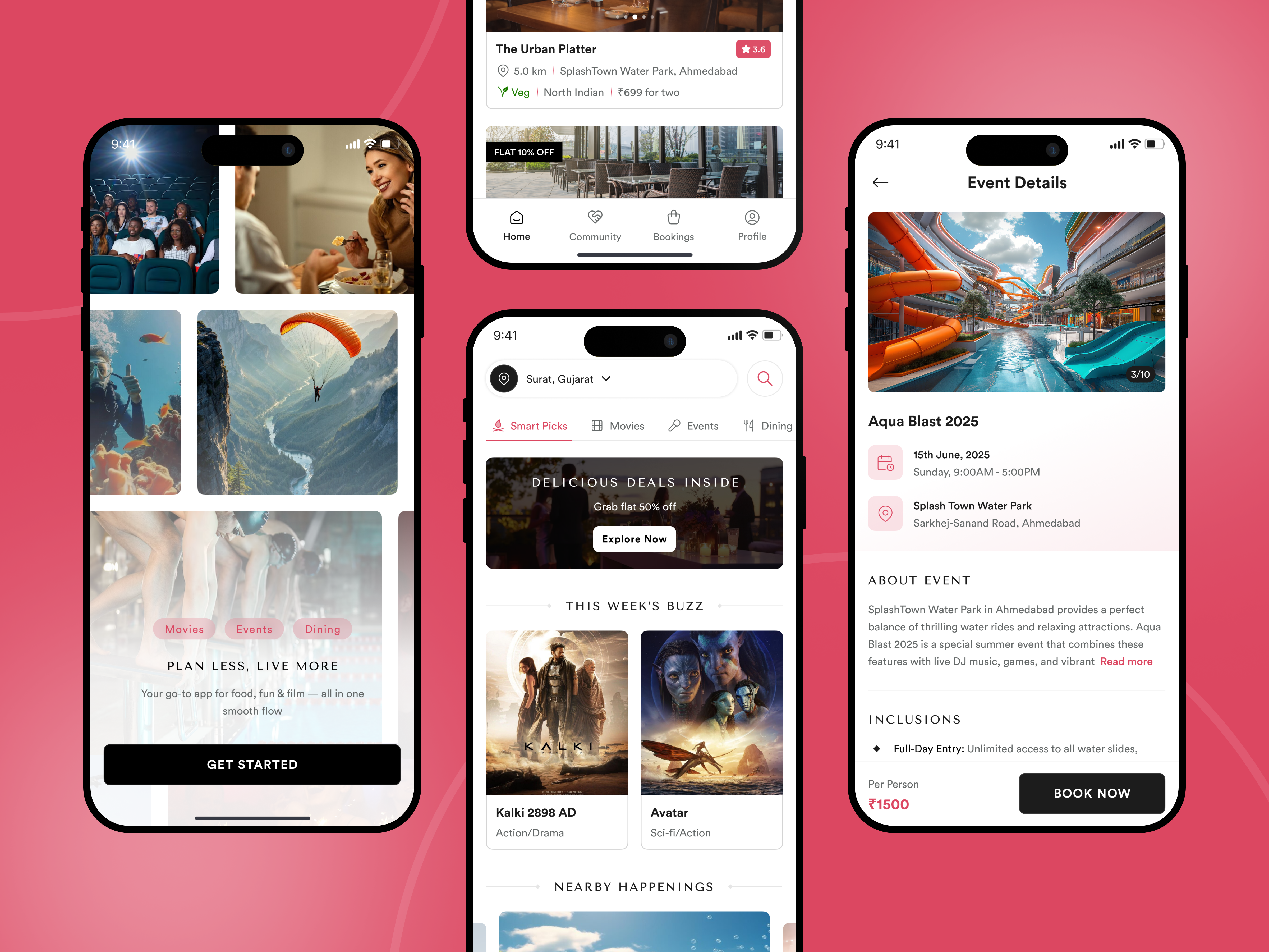 Plan Less, Live More – Event & Movie Booking App UI bookingflow carddesign cleanmobiledesign concert booking ui entertainment app design eventbookingui figmaui minimalappui mobileux modern app design moviebooking ticket booking ui ticketappdesign ui