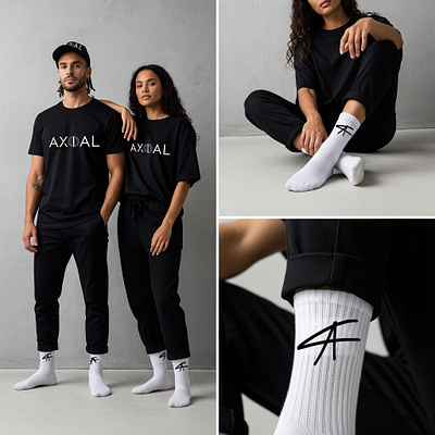 Axial (Logo & Branding) advertisement advertising brand brand design branding clothes advertisement clothing brand design graphic design graphics illustration logo logo design minimalist logo socks studio t shirt t shirt design vector