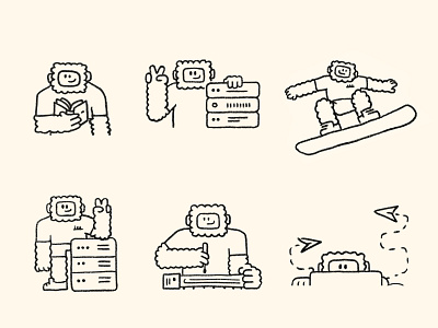 Yeti Mascot Illustrations for Vscale Project branding design graphic design hero illustration mascot ui yeti