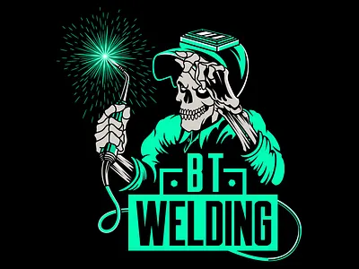 BT Welding apparel design graphic illustration marketing skeleton skilled tee trades welding