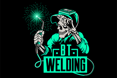 BT Welding apparel design graphic illustration marketing skeleton skilled tee trades welding