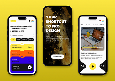 Design Learning App – UI Concept for Creative Minds appconcept creativeapp designlearning dribbbleweeklywarmup dribbledesign dribbleshots educationapp elearningapp figmadesign graphicdesign learningplatform mobileappdesign mobileui ui uidesigninspo uiinspiration uiux uiuxdesign webdesign yellowtheme