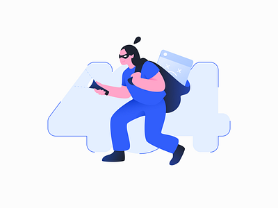 404 Girl 404 branding empty state error 404 girl graphic design illustration thief