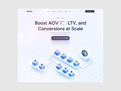 Apptics — Revenue Optimization Hero for Shopify SaaS 📈💡 3d 3d animation 3d website animation design figma figma design hero hero design hero section illustration logo saas saas design shopify ui uiux ux website website design