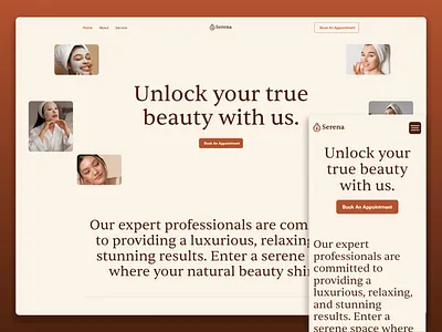 Website perfect for spas, salons, and beauty studios. figma framer landing page web design webflow