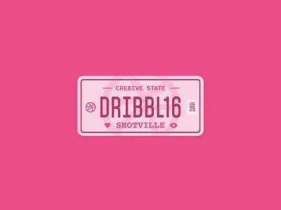 You can drive now. Happy 16th, Dribbble! 16 aniversary birthday branding car dribbble drive identity illustration legal license logo minimal plate plates sexteen shot shotwille simple sweet