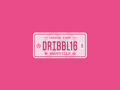 You can drive now. Happy 16th, Dribbble! 16 aniversary birthday branding car dribbble drive identity illustration legal license logo minimal plate plates sexteen shot shotwille simple sweet