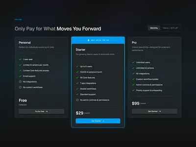 Pricing Block blue gradients interface pricing ui web design website