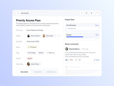 Tichet Details dashboard decription details saas ticket ui ui kit