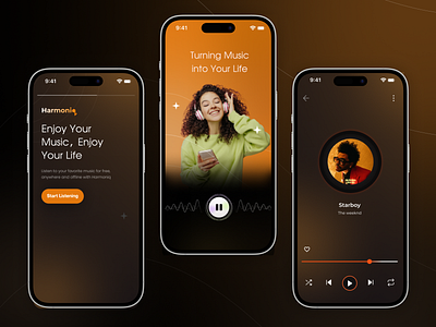 Harmoniq - Music Streaming App branding ui