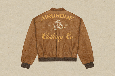 Airdrome Clothing Co airforce aviator badge branding classic font graphic design illustration jacket leather logo patch pilot plane retro top gun typeface typography vintage vintage font