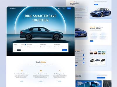 Car Booking Website - UI/UX Design automobile booking app bus booking car booking car booking landing page car booking website car rent service car rental website landing page ride booking ride sharing saas website shasanko creations startup travel travel app travelling website ui ux design web design website