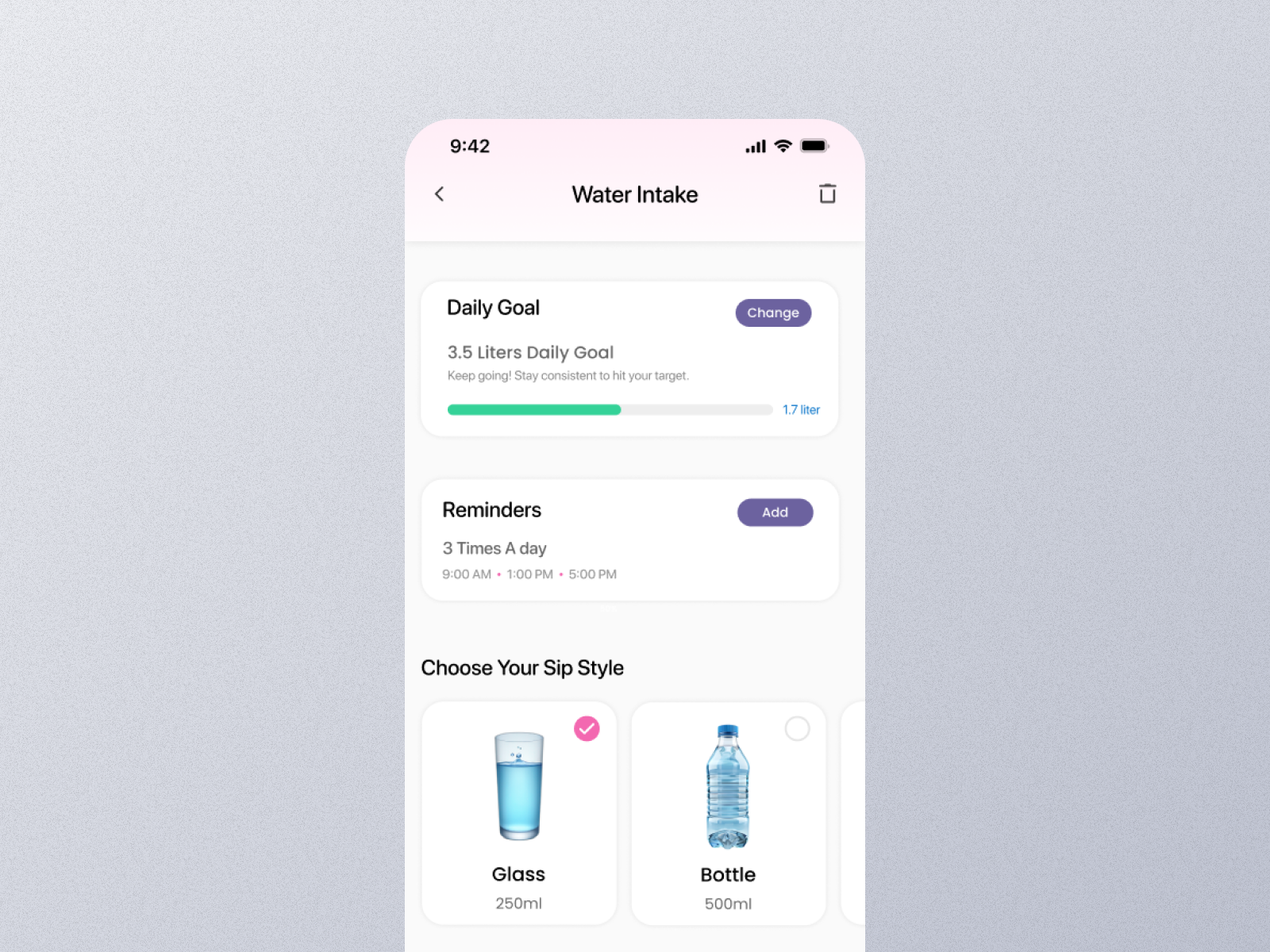 Water Intake Mobile App Ui by UI Ants on Dribbble