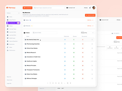Personalized Medical Study Hub dashboard edtech flashcard interface medical education product design study dashboard studyapp ui ux