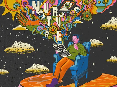 Nurture your mind brain design figurative art illustration life mind pop art positive thinking psychedelic retro surreal surrealism thinking vector vintage wisdom