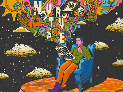 Nurture your mind brain design figurative art illustration life mind pop art positive thinking psychedelic retro surreal surrealism thinking vector vintage wisdom