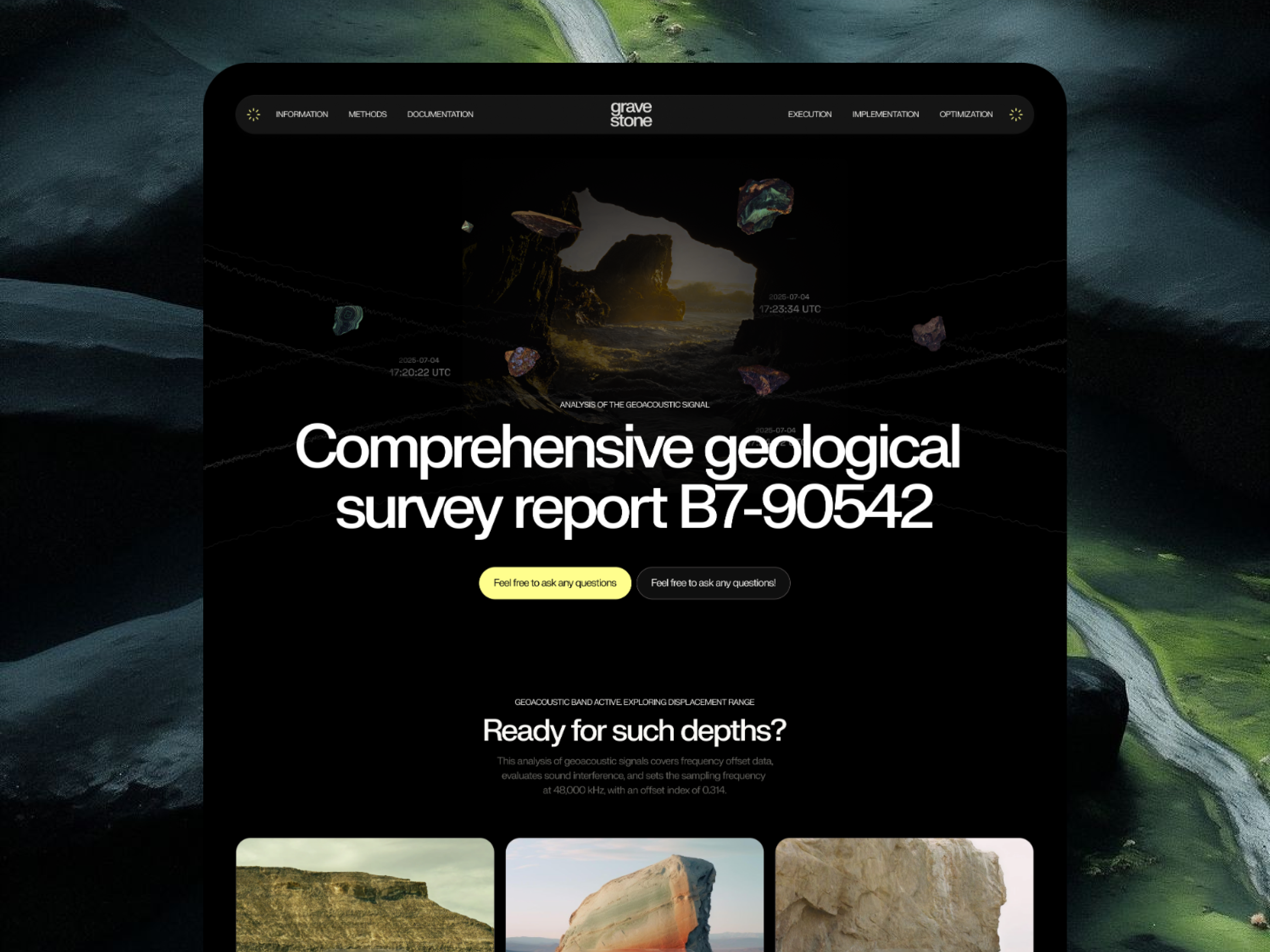 Geological Data Exploration Website app branding corporate data design earth ecommerce geological platform geology homepage interface landing page mineral rocks science ui ux web website