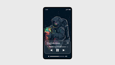 Animated liquid glass music player ai video animated music player animated ui animation app design ios 26 liquid glass motion design motion graphics play music ui mockup ux design video generation