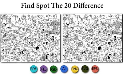 Spot the Difference Puzzle Illustration for Kids adobe illustrator