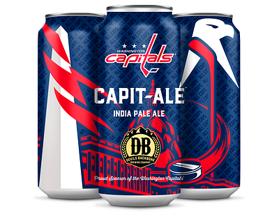 Capit-Ale Beer Can Design beer beer can design branding capitals craft beer devils backbone eagle graphic design hockey hockey stick ice hockey label art monument nhl puck sports washington washington capitals