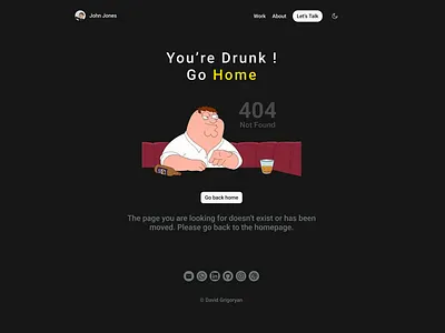 Oops... Too Much Beer (404 Page) 404 drunk error page family guy humor peter griffin ui design web design