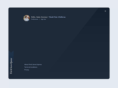 Legal E-Filing Website Menu animation blue e filing hover icons large menu legal menu navigation typography ui website