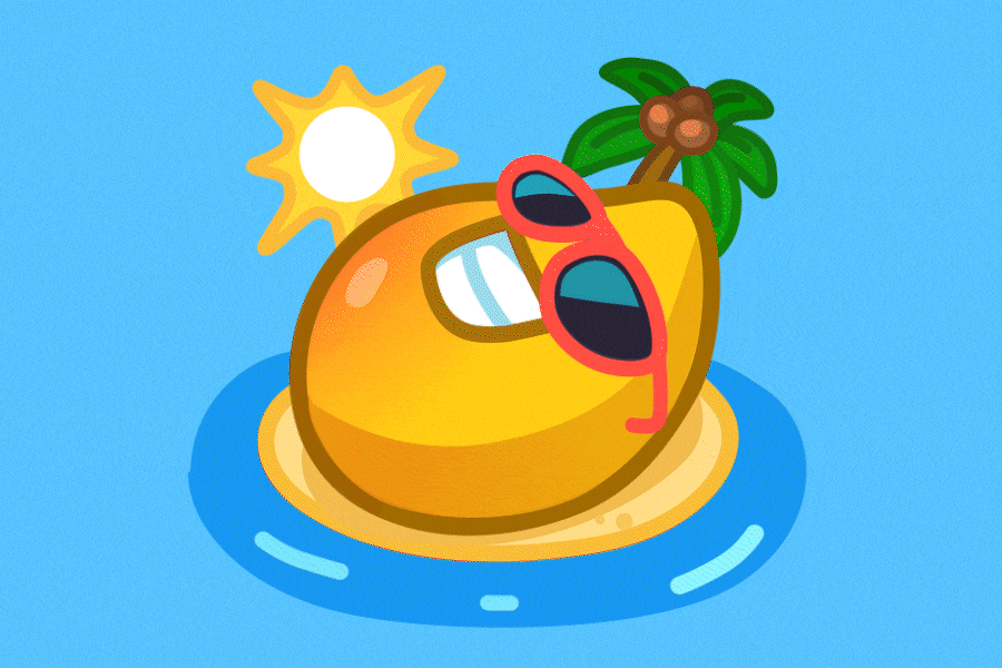 Vacation adobe aftereffects animated animation design emoji holidays illustration mango ocean palm sea smiling telegram vacation