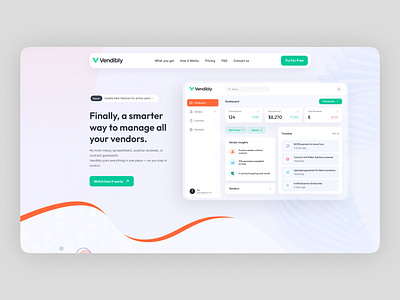 Vendibly - Landing Page figma design home page design landing page premium website product landing page design sleek design ui ux design ux u design website design