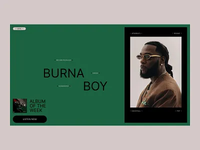 Hero Section - Burna Boy art directed branding burna boy design editorial design graphic design hero section music musician singer ui user interface web design