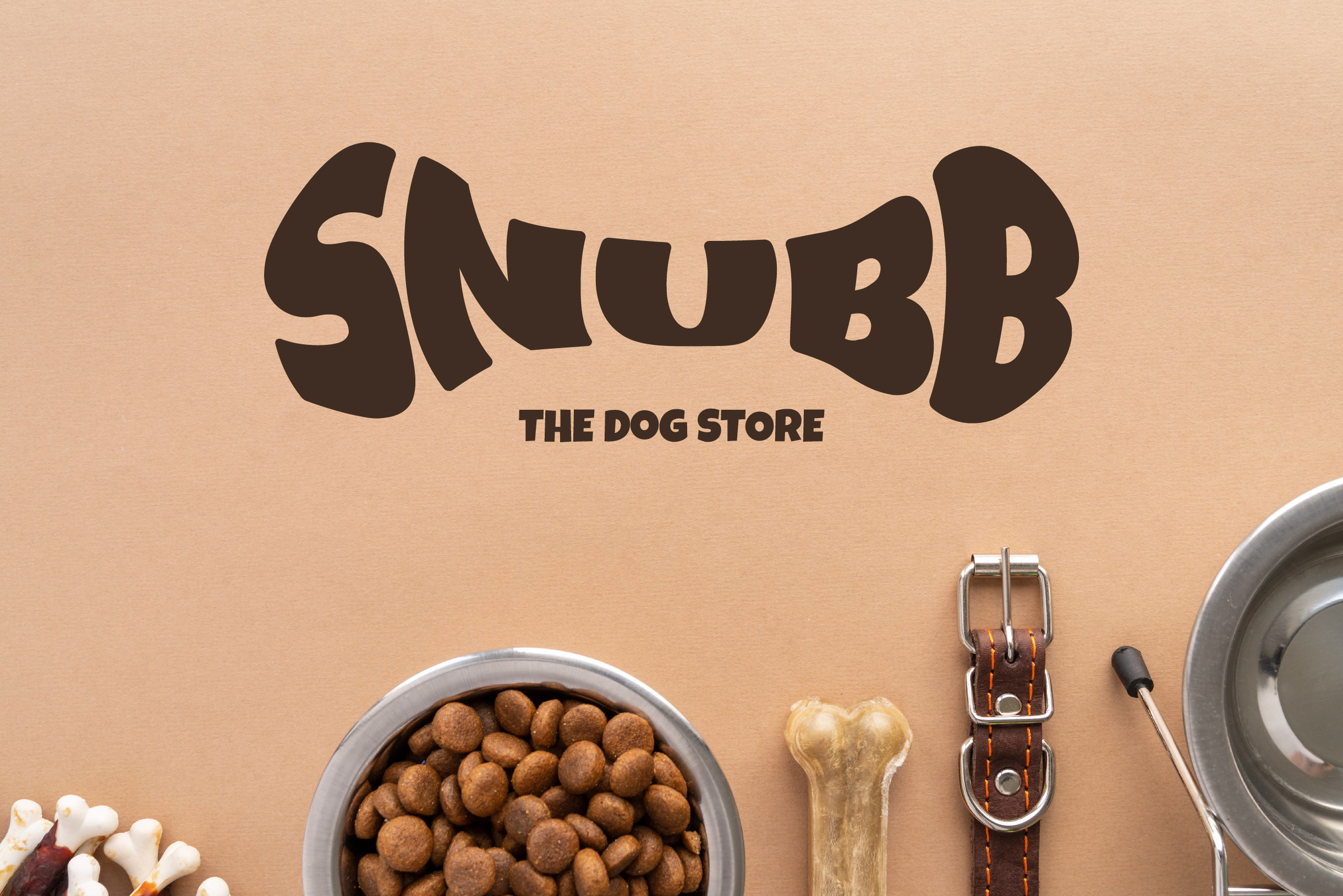 Example of Dog Shop Logo. Brand Identity. Bone Lettering. Typography Design