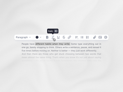 Text Editor bold text clean ui component design design design exploration design system editor text editor ui figma modern ui product design text editor text formatting ui user experience ux web design