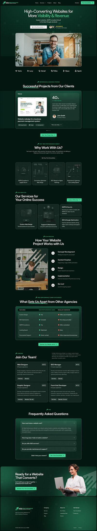 Web Development Agency Website Redesign agency clean dark modern redesign web development website