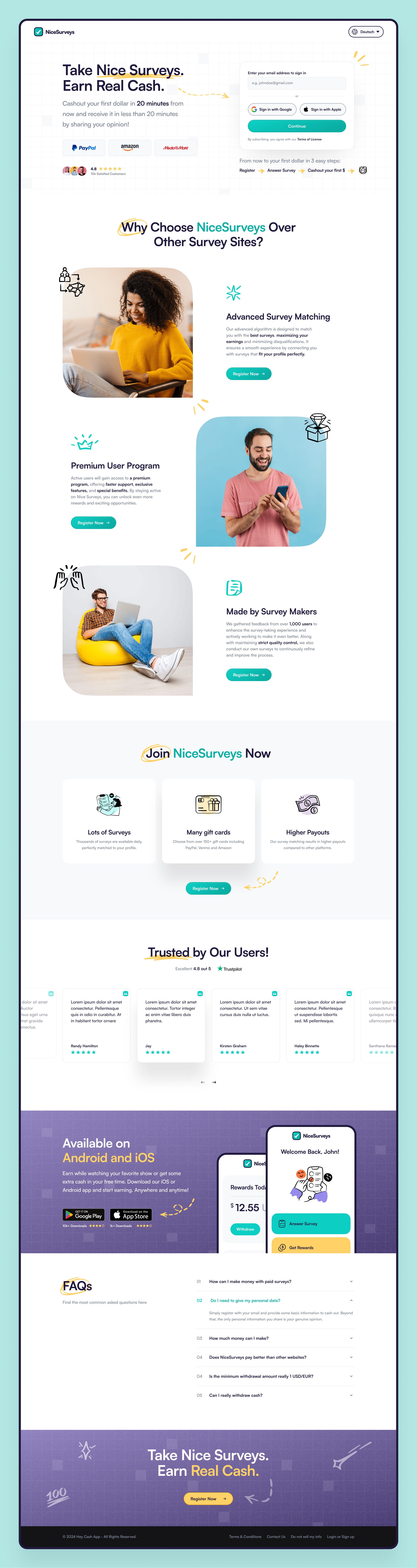 Online Survey Platform Landing Page clean landing landing page modern online survey platform redesign survey website
