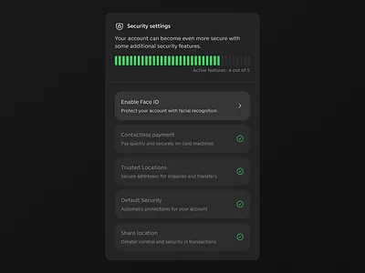 Security settings — UI Stepper app bars clean design loading progress bar step by step stepper ui