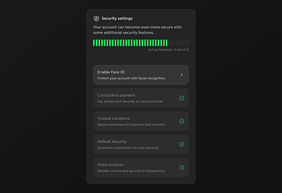 Security settings — UI Stepper app bars clean design loading progress bar step by step stepper ui