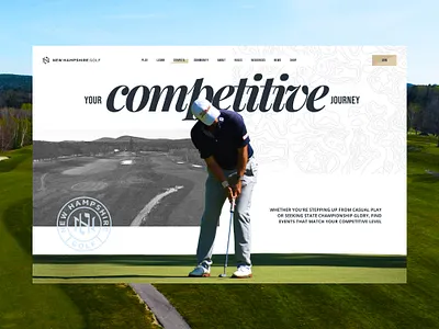 NH Golf Compete Hero action art direction branding design golf grid grid layout hero interface layers mockup serif sports sports design ui ux visual design web design