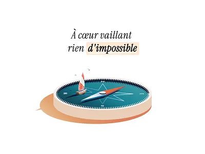 À coeur vaillant rien d'impossible - Sailing Illustration boat boatrace compass courage cover graphic design hope illustration illustrator magazine navigation ocean sabledolonne sail sailing storytelling travel voile